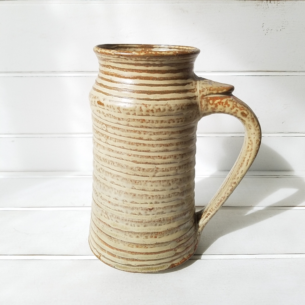 Japanese Ceramic Pitcher Vase with Handle, Vintage Hard to Find